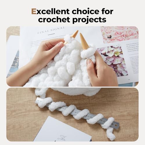 HouseABC Chunky Yarn for Hand Knitting Soft Jumbo Bulky Fluffy Chenille Yarn for Crocheting Blanket Scarf DIY 8 Pack (White, 28yds, 8 Ounces Each) - Image 4