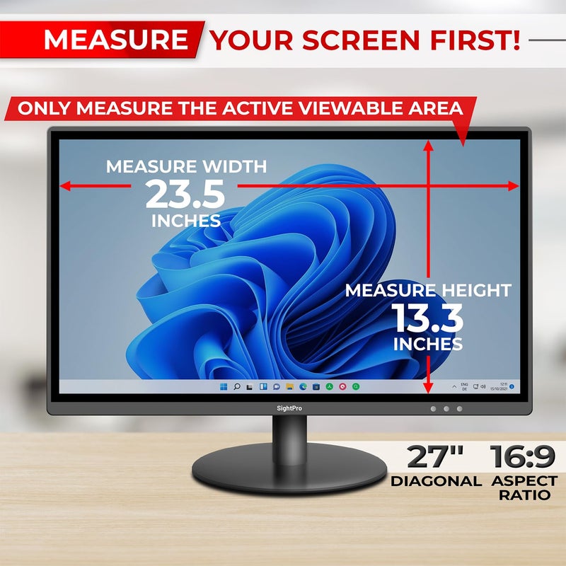 SightPro 27 Inch 16:9 Computer Privacy Screen Filter for Monitor - Privacy Shield and Anti-Glare Protector - Image 2