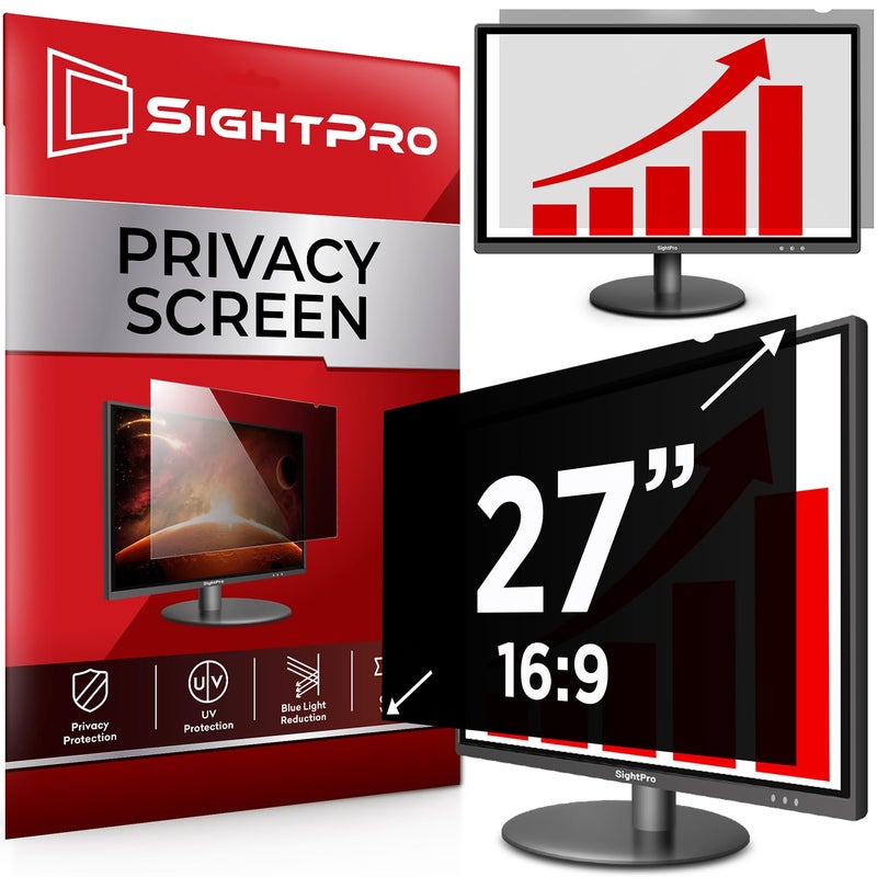SightPro 27 Inch 16:9 Computer Privacy Screen Filter for Monitor - Privacy Shield and Anti-Glare Protector - Image 1