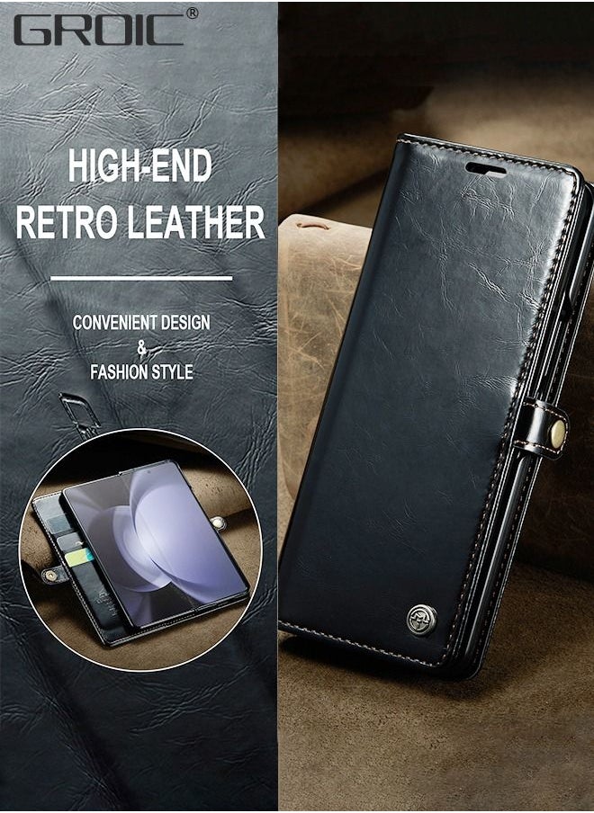 GROIC Case for Samsung Galaxy Z Fold 5 5G Case with Card Holder Slots Protective Leather Cover Shockproof Leather Wallet Case Galaxy Z Fold 5 Phone Shell  - Image 3