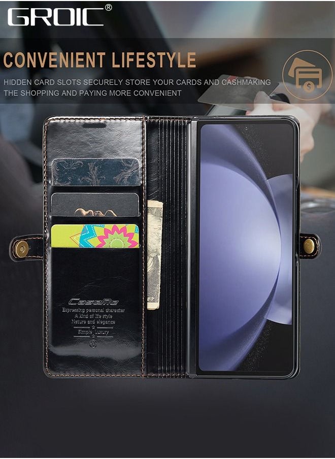 GROIC Case for Samsung Galaxy Z Fold 5 5G Case with Card Holder Slots Protective Leather Cover Shockproof Leather Wallet Case Galaxy Z Fold 5 Phone Shell  - Image 5