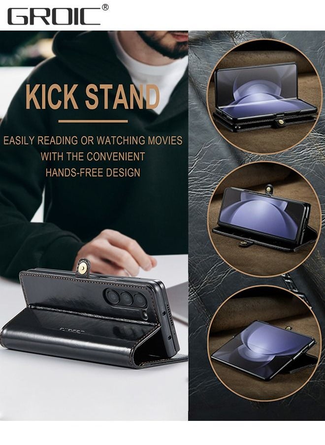 GROIC Case for Samsung Galaxy Z Fold 5 5G Case with Card Holder Slots Protective Leather Cover Shockproof Leather Wallet Case Galaxy Z Fold 5 Phone Shell  - Image 4