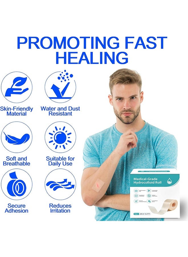 Gecomo Hydrocolloid Bandages Roll – Self-Adhesive Hydrocolloid Bandages for Wound Care, Hydrocolloid Patch Large Hydrocolloid Dressing - Image 2
