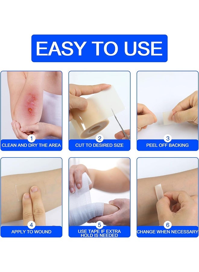 Gecomo Hydrocolloid Bandages Roll – Self-Adhesive Hydrocolloid Bandages for Wound Care, Hydrocolloid Patch Large Hydrocolloid Dressing - Image 3