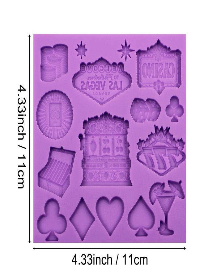 acvcatto Casino Theme Silicone Fondant Mold, Las Vegas Style Cake Decorating Molds Slot Machine Playing Cards Poker Chips Molds for Cupcake Topper Chocolate Candy Craft Gum Paste - Image 2