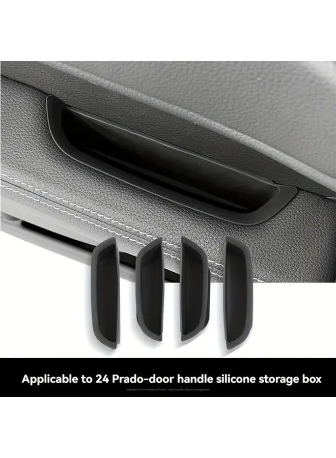 4 Door Handle Organizer Tray Silicone Cover for Toyota Prado LC250 2024 2025 2026 Black 4 Piece - Image 1
