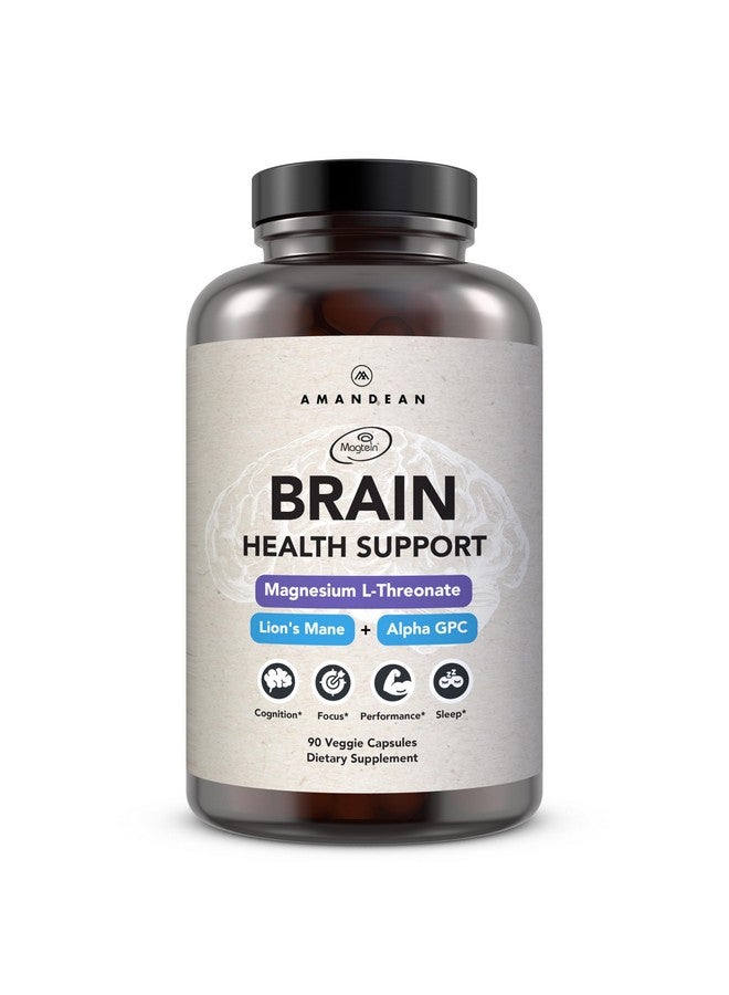AMANDEAN مكمل صحة الدماغ AMANDEAN. مغنيسيوم L-ثريونيت (ماغتين)، مستخلص فطر ذيل الأسد، مركب كولين ألفا GPC. دعم معرفي نوتروبي للذاكرة والتركيز والوضوح. 90 كبسولة نباتية. - Image 1