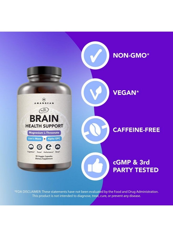 AMANDEAN مكمل صحة الدماغ AMANDEAN. مغنيسيوم L-ثريونيت (ماغتين)، مستخلص فطر ذيل الأسد، مركب كولين ألفا GPC. دعم معرفي نوتروبي للذاكرة والتركيز والوضوح. 90 كبسولة نباتية. - Image 4