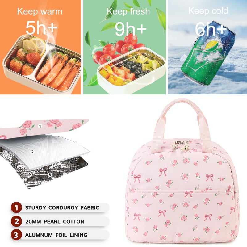 Bluboon Lunch Bag for Women Men Cute Lunch Tote Bags Reusable Insulated Lunch Box Large Capacity Reusable Insulated Cooler for Work Picnic or Travel - Image 3
