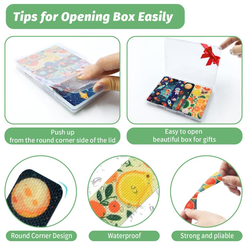 TOEMUR 72 Pieces Anxiety Sensory Stickers with Storage Box - Calming Stickers 2 Textured Surface - Fidget Strips for Office & Classroom Desk Adult & Teen Stress (Cartoon) - Image 3