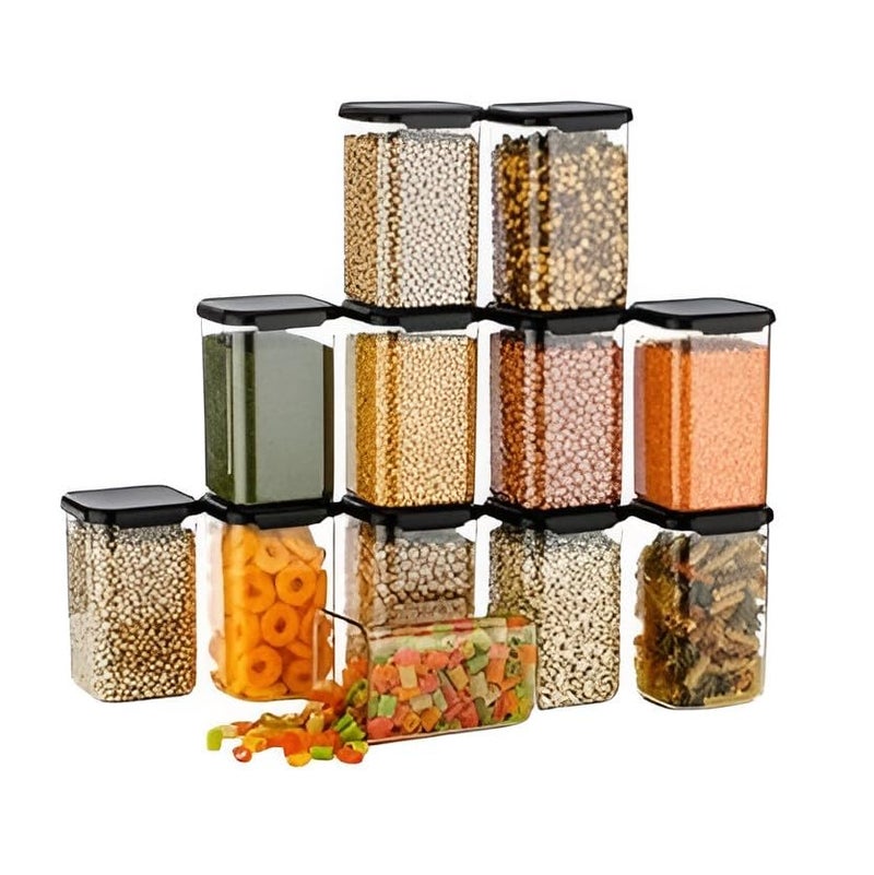 Homeor Plastic Storage Jar & Container Set Air-Tight BPA Free Containers for Kitchen Storage Kitchen Organizer & Kitchen Storage Pantry Organization Multipurpose 1100 ML Black - Image 2