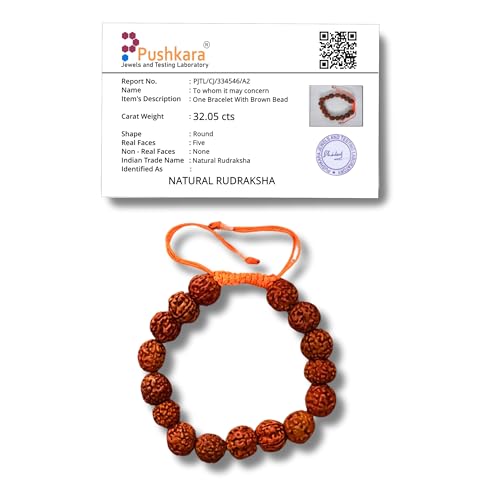 PUSHKARA Authentic 5 Mukhi(Panchmukhi) Rudraksha Bracelet With Certificate | AAA Grade Unisex both for Men and Women | Tie-up Band – 2.8 Inches Diameter - Image 4
