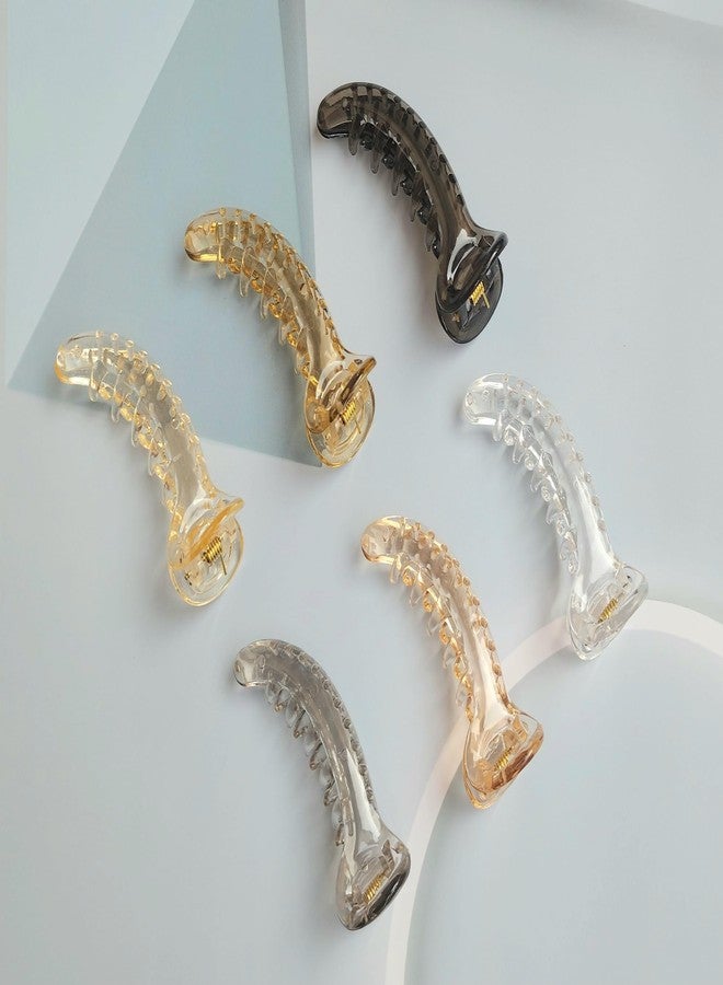 مشابك شعر على شكل موزة من RHOSYN HAIR ACESSORIES للنساء، للشعر الخفيف، تثبيت قوي، مشابك شعر متوسطة الطول لامعة وجذابة، مشابك تجميل عصرية للسيدات، عبوة من 6 قطع - Image 2