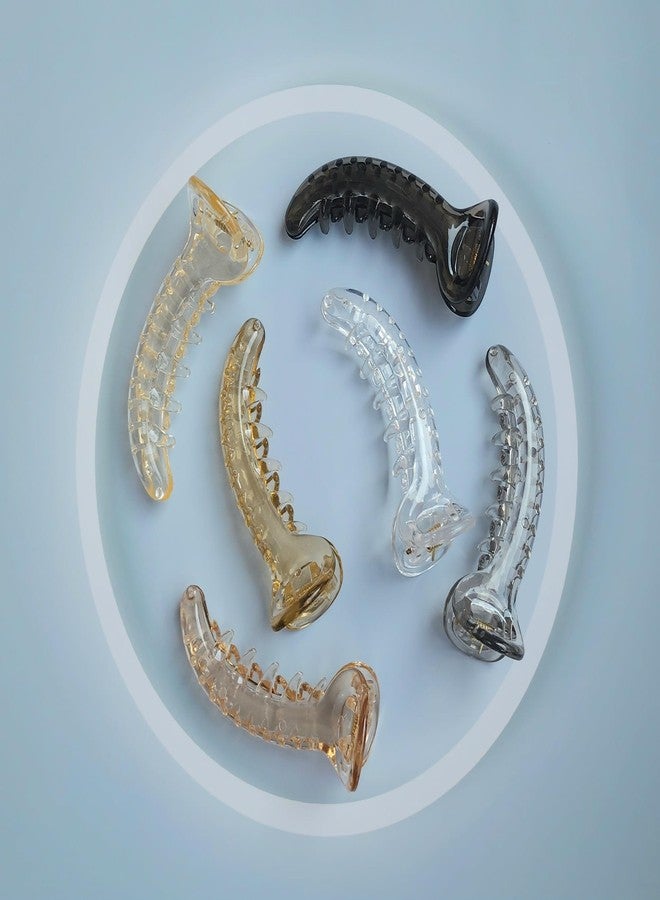 مشابك شعر على شكل موزة من RHOSYN HAIR ACESSORIES للنساء، للشعر الخفيف، تثبيت قوي، مشابك شعر متوسطة الطول لامعة وجذابة، مشابك تجميل عصرية للسيدات، عبوة من 6 قطع - Image 3