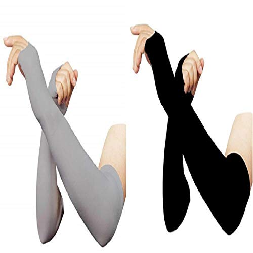 Dressify®High Performance Fingure Arm Sleeves for Athletic Fingure Arm Sleeves Perfect for Cricket, Bike Riding, Basketball, Baseball, Running & Outdoor Activities (Sold as a 2 Pair) (Black + Grey) - Image 3