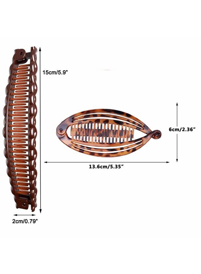 Aaiffey 4pcs Banana Hair Clips Vintage Clincher Combs Tool for Thick Curly Hair Accessories Fishtail Hair Clip Combs Double Banana Clip Set for Women Girls - Image 2