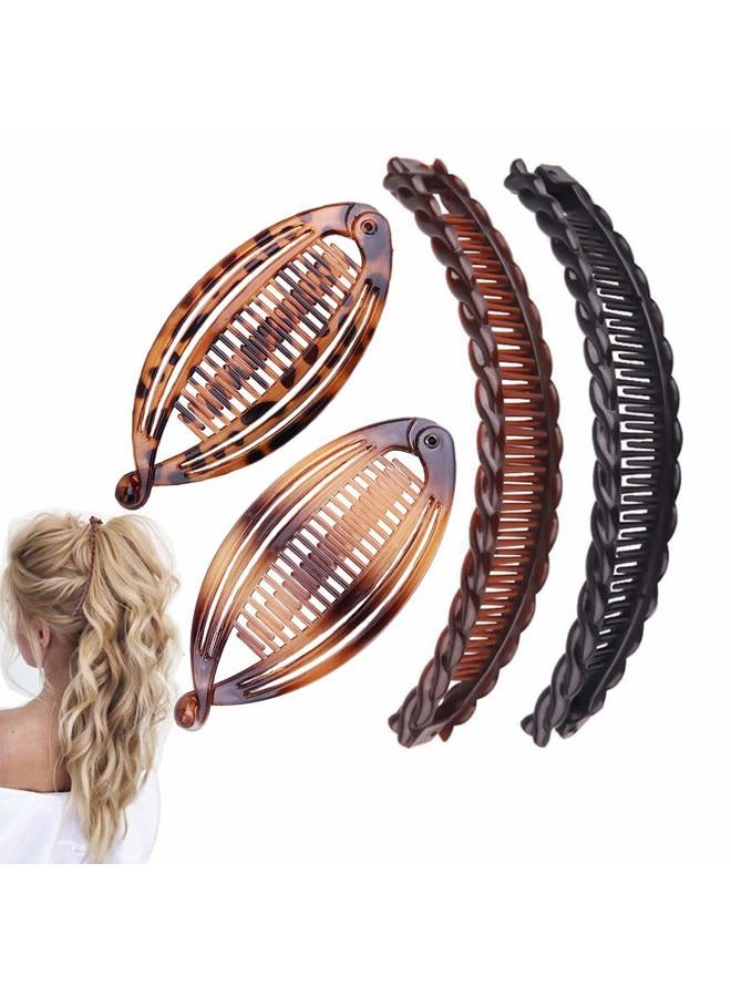 Aaiffey 4pcs Banana Hair Clips Vintage Clincher Combs Tool for Thick Curly Hair Accessories Fishtail Hair Clip Combs Double Banana Clip Set for Women Girls - Image 1