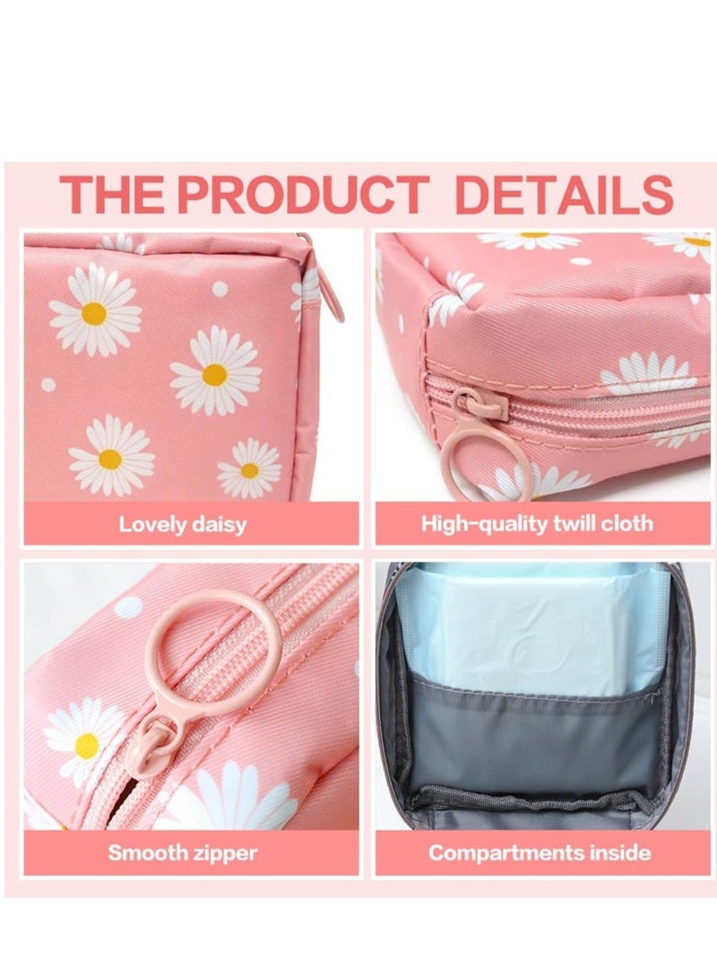 Y&D Period Pouch, Sanitary Napkin Storage Bag, Pad Bags for Period, Preppy Patch Bag Teen Aged Girls, Daisy First Girls Women Ladies 2 Pack  - Image 3