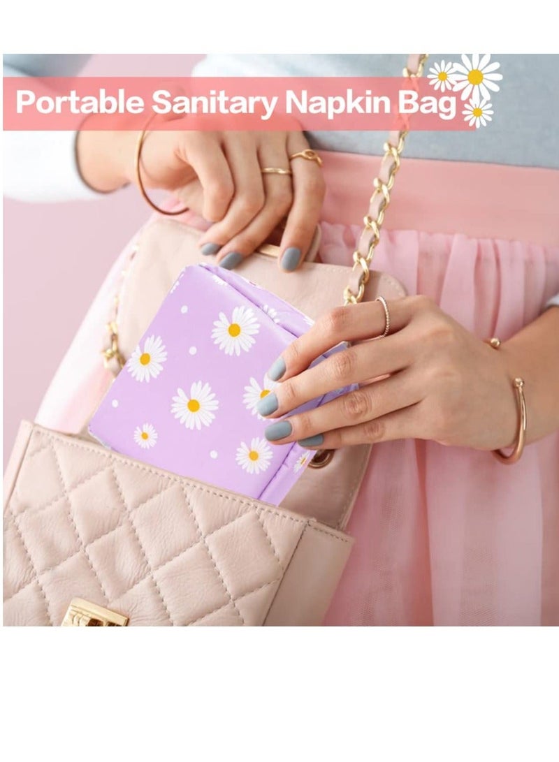 Y&D Period Pouch, Sanitary Napkin Storage Bag, Pad Bags for Period, Preppy Patch Bag Teen Aged Girls, Daisy First Girls Women Ladies 2 Pack  - Image 2