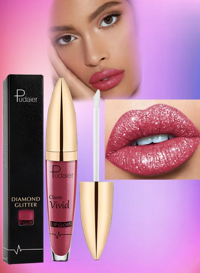 pudaier Diamond Glitter Shiny Matte Lipstick Glitter Liquid Lip Gloss Sparkling High Pigment Waterproof Long Lasting Lipstick Bold Shimmer Lip Glaze Lip Waterproof Lip Liner and Lipstick 15 - Image 1