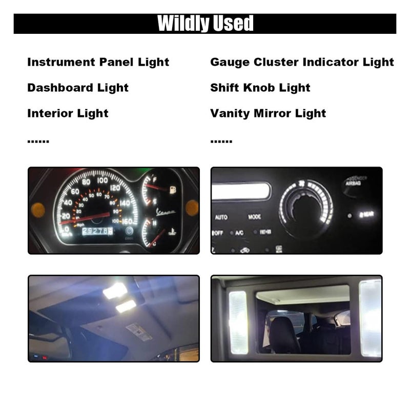 GLSOWEE T5 LED Bulbs, 74 73 37 2721 LED Bulb 12 Volt Replacement, Bright Canbus Error Free, Compatible with Auto Car Gauge Cluster Dashboard Light Lamp Instrument Panel Indicator (White) - Image 5