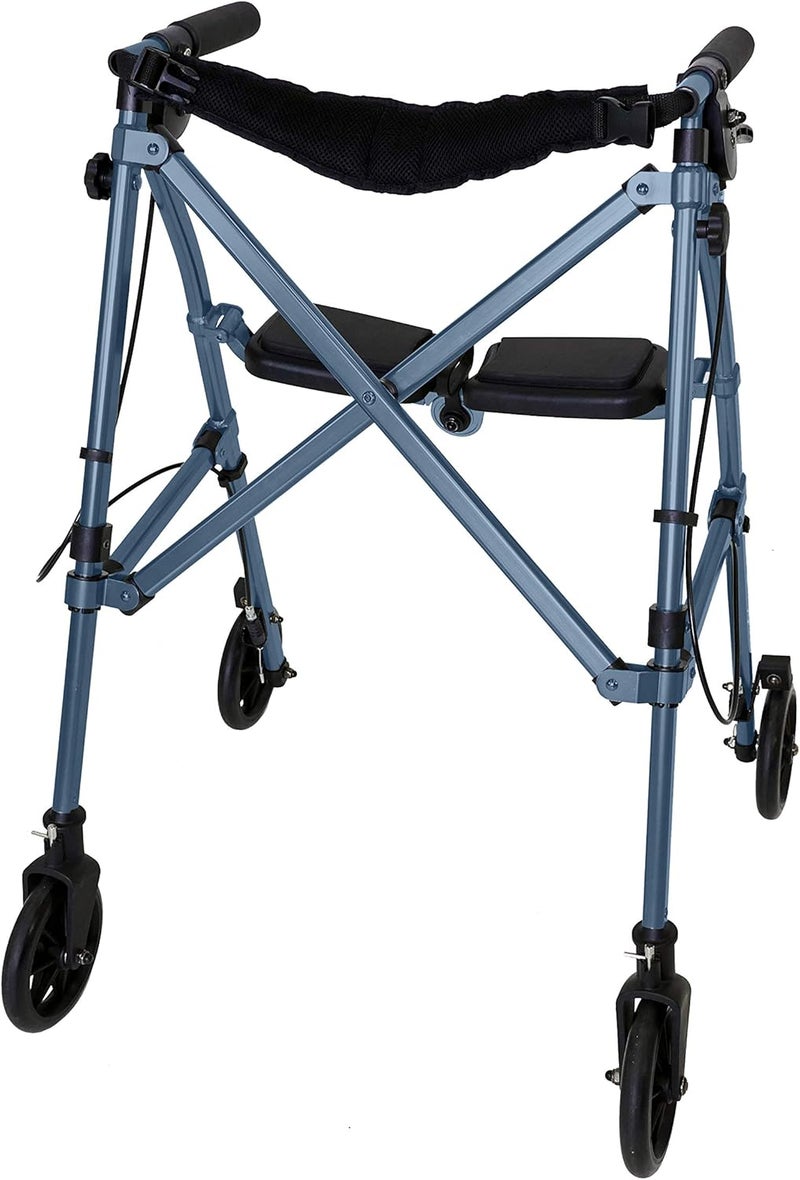 Stander Wonder Rollator Lightweight Folding Space Saver Mobility Rolling Walker for Seniors and Adults 6inch Wheels Locking Brakes and Padded Seat with Backrest Cobalt Blue - Image 1