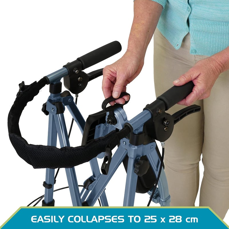 Stander Wonder Rollator Lightweight Folding Space Saver Mobility Rolling Walker for Seniors and Adults 6inch Wheels Locking Brakes and Padded Seat with Backrest Cobalt Blue - Image 5