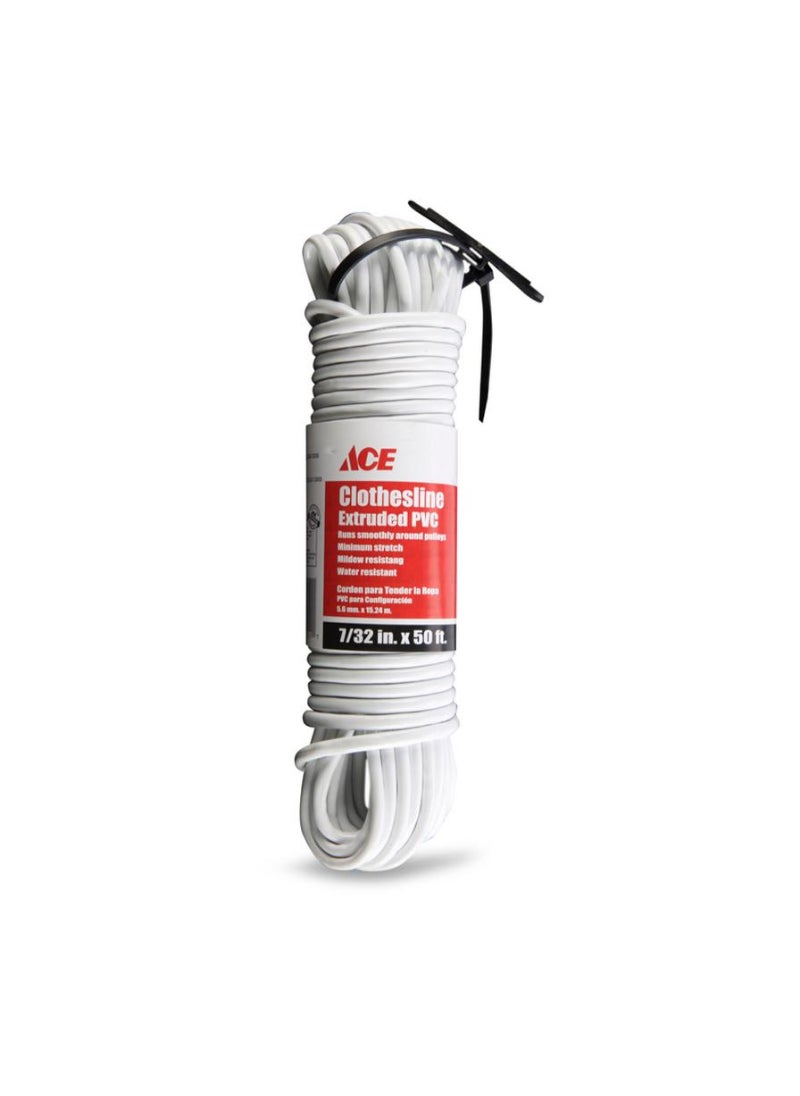 ACE Ace Extruded PVC Clothesline 7/32 inch x 50 feet White Sold Per Piece 