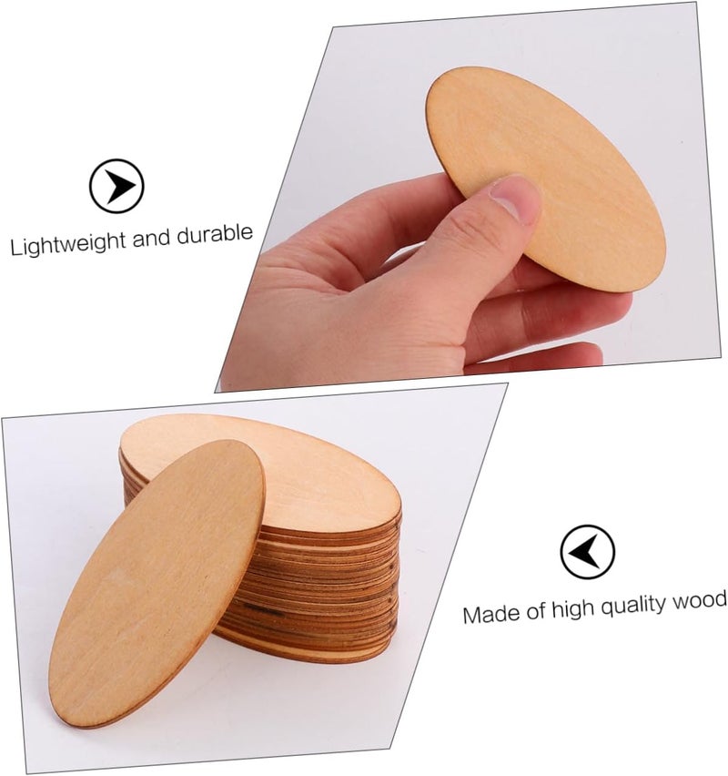 IMIKEYA 20pcs Laserable DIY Craft Wood Basswood Chips Oval Wooden Slices for Home Decor Thick - Image 2