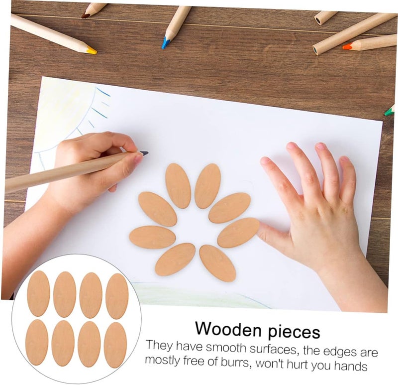 IMIKEYA 20pcs Laserable DIY Craft Wood Basswood Chips Oval Wooden Slices for Home Decor Thick - Image 5