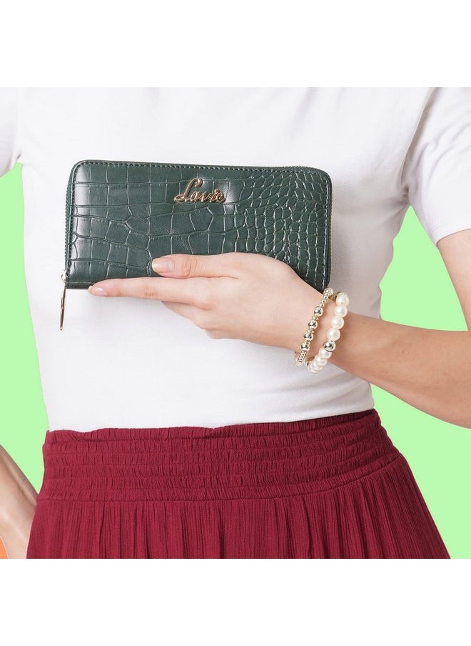 Lavie Lavie Women's Glossy Sacy Zip Around Wallet/Purse Handbag [Green]  - Image 2