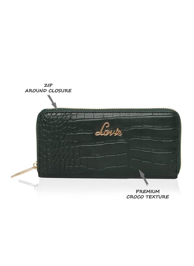 Lavie Lavie Women's Glossy Sacy Zip Around Wallet/Purse Handbag [Green]  - Image 3