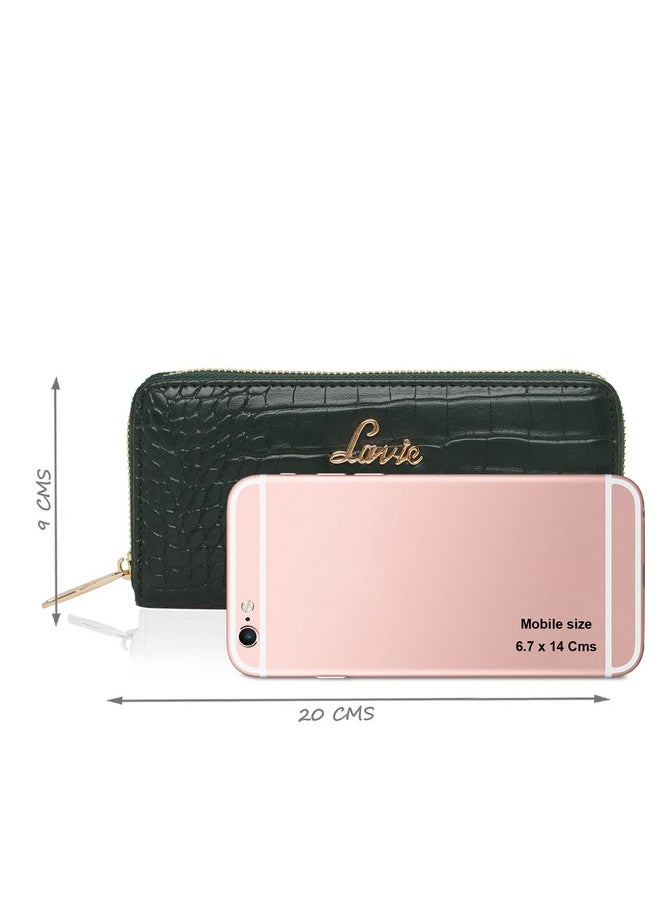Lavie Lavie Women's Glossy Sacy Zip Around Wallet/Purse Handbag [Green]  - Image 4