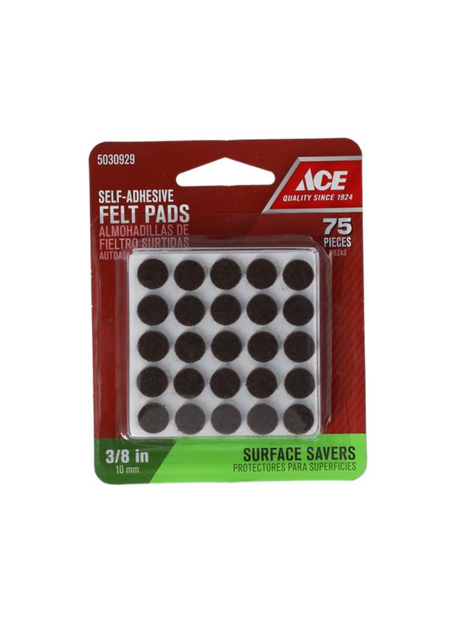 ACE 75-Piece Round Self-Adhesive Felt Pads Brown 10mm - Image 1