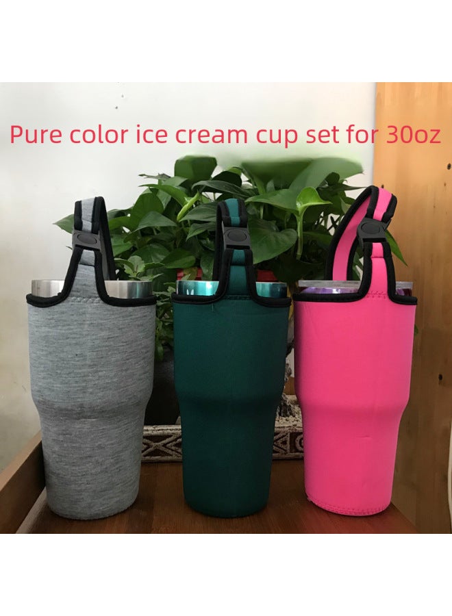 Solid Color Ice Cup 30Oz Car Cup Cover Diving Material Buckle Insulation Handbag Wholesale Support Creative Logo-Color:Pure Purple-Capacity:Ice Bully Cup Special (30oz))  - Image 3