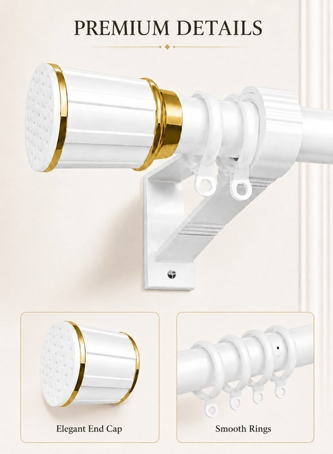 Ammar Space Adjustable Curtain Rod No Drill, Telescopic Tension Rod 168-218 cm with 20 Curtain Rings, White Gold Curtain Pole for Windows, Bedroom, Bathroom, Wardrobe - Image 4