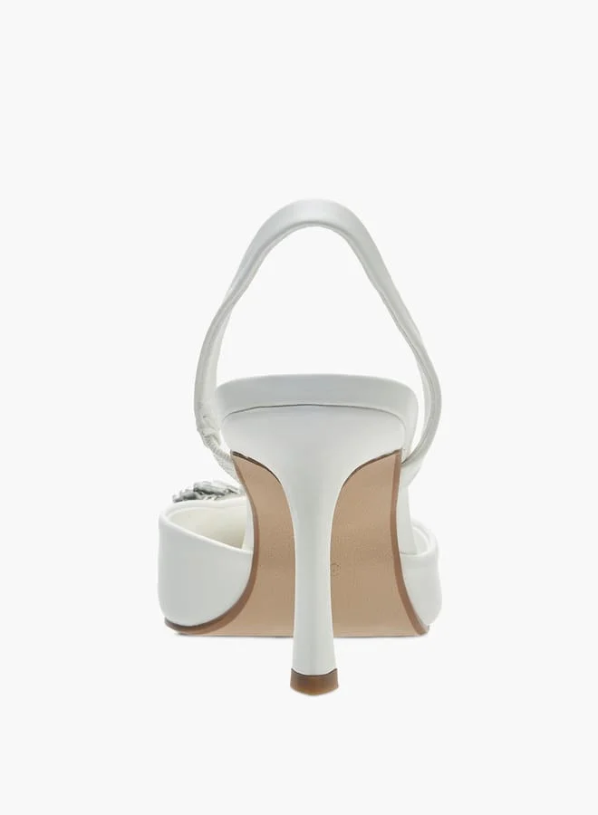 Celeste Womens Bow Embellished Slingback Shoes With Stiletto Heels