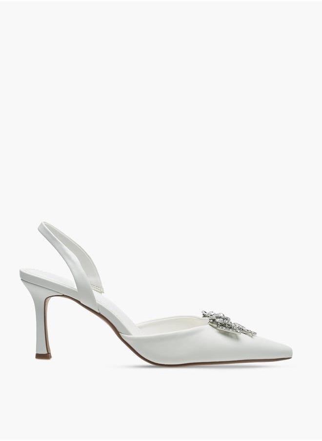 Celeste Womens Bow Embellished Slingback Shoes With Stiletto Heels  - Image 3
