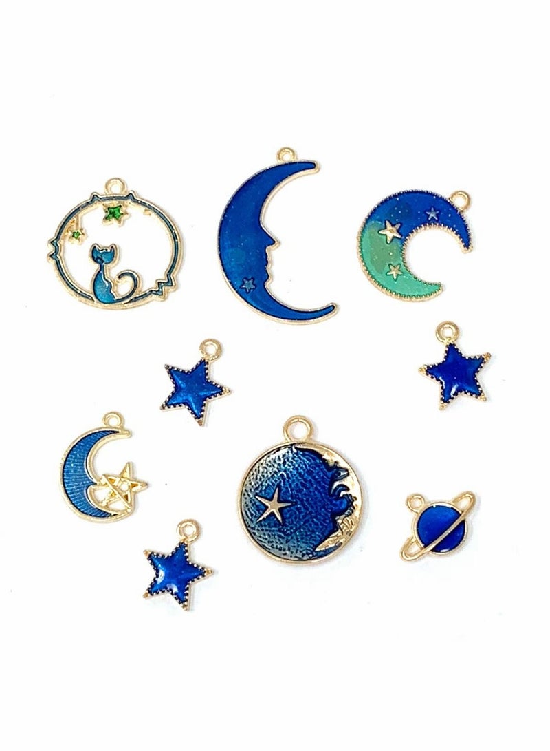 SYOSI Pendant Gold Plated Enamel Cat Moon Star Celestial Charm DIY for Earrings Necklace Bracelet Jewelry Making and Crafting 1 Set (24 Pieces) - Image 3