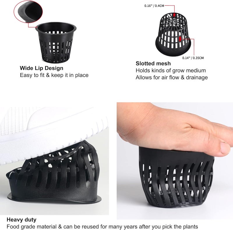 ORIMERC 2 inch Net Cups Pots 30 Pack with 30 feet Self Watering Wick & 30 Plant Labels for Hydroponics Aquaponics Planter Indoor Outdoor Growing Baskets Slotted Mesh UV Resistant & BPA Free - Image 3
