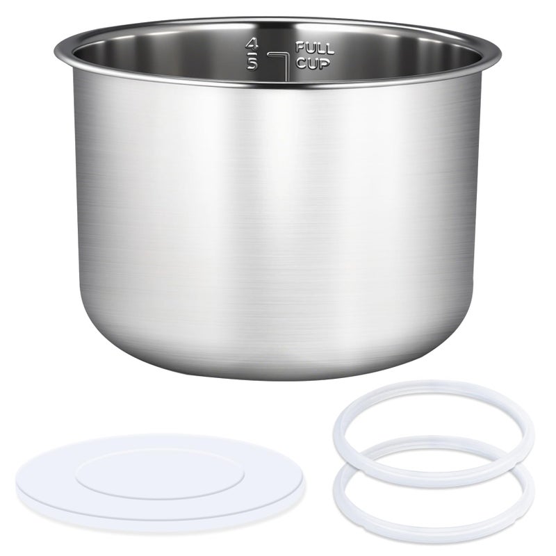 KMHGD Stainless Steel Inner Pot 6 Qt, Compatible with Instant Pot 6 Quart Inner Pot Certain Models, 0 Coating, Comes 2 Sealing Rings 1 Sealing Caps, 3 Year Warranty. Not Compatible With CrockPot Brand. - Image 1
