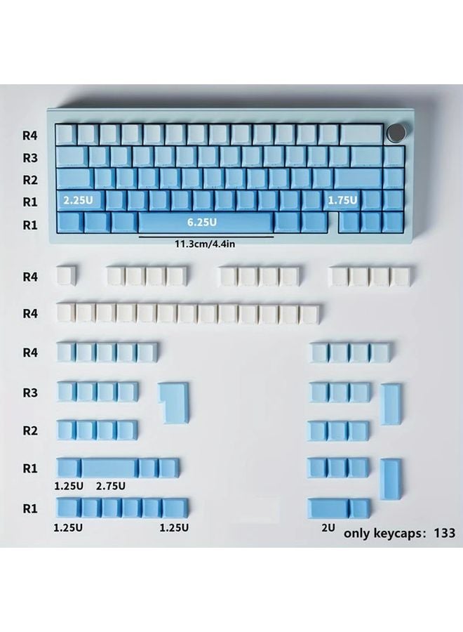 133 Key Gradient Blue PBT Keycaps 5 Sided Hot Stamped Original Height Compatible 61 75 87 100 Keys - Image 5