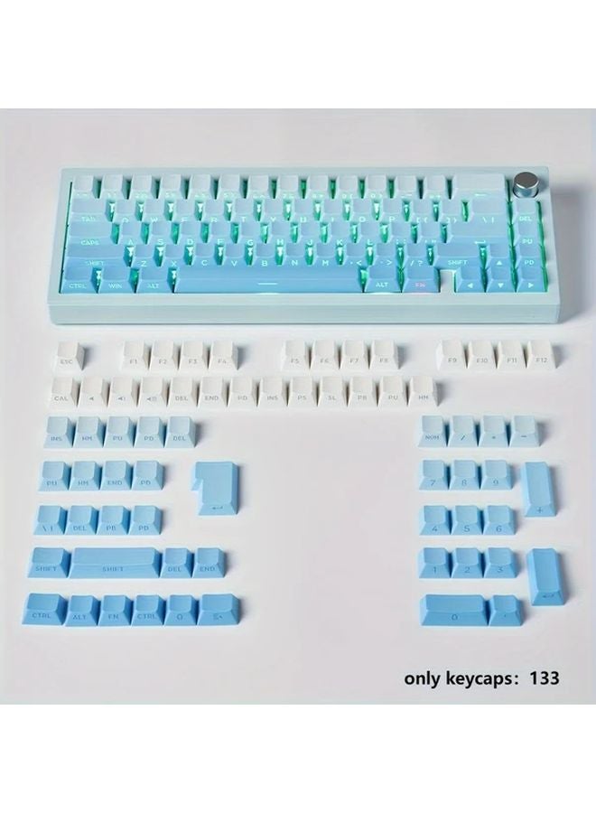 133 Key Gradient Blue PBT Keycaps 5 Sided Hot Stamped Original Height Compatible 61 75 87 100 Keys - Image 1