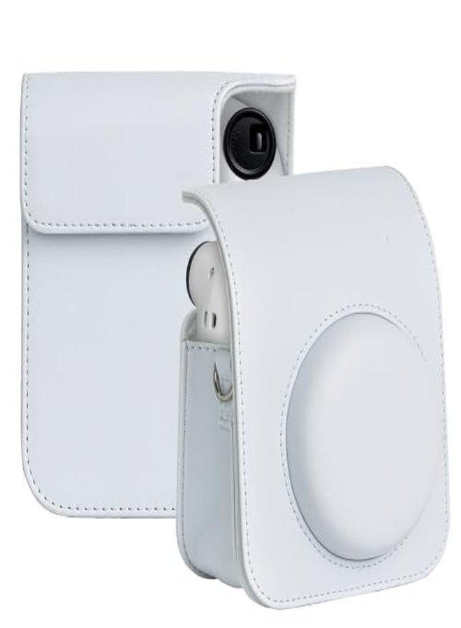 FotoCart Instax Mini 12 Camera Case, PU Leather Protective Camera Bag for Fujifilm Instax Mini 12 Camera (Clay White) - Image 1