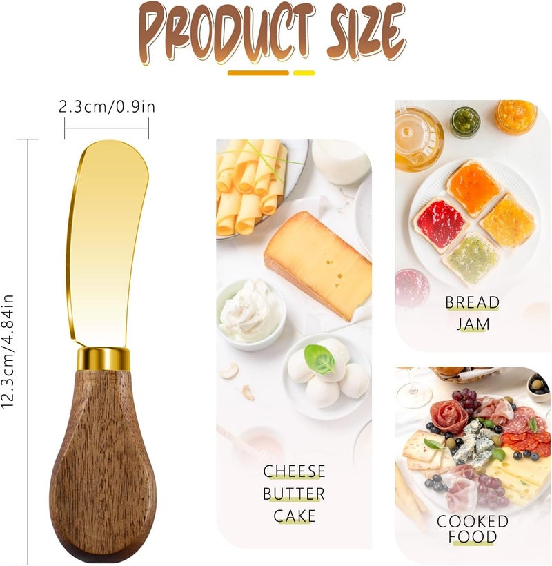 Mlurcu Acacia Wood & Gold Butter Spreader Knife Set of 4, Stainless Steel, Multipurpose, Ideal Gift - Image 2