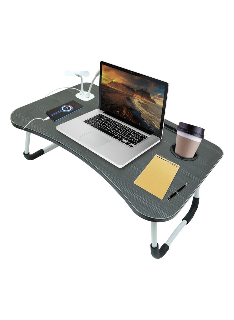 DubaiGallery Folding Laptop Desk Standing Bed Table with USB Port/Cup Holder - Ideal for Bed, Couch, Sofa - Multi-Functional Laptop Table - Image 2