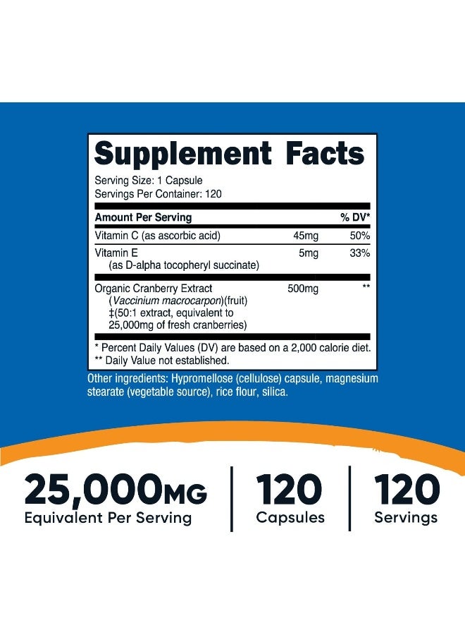Nutricost Cranberry Extract 25,000Mg 120 Capsules With Vitamin C And Vitamin E - Image 2