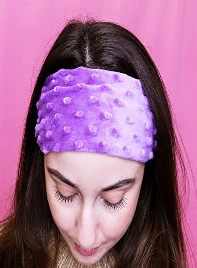 FROG SAC 2 Warm Winter Headband Pack Soft Wide Headbands For Girls Cute Little Girl Hair Accessories Purple And Pink Head Bands For Kids Stretch Elastic Warm Fuzzy Fleece Turban Headwraps - Image 2