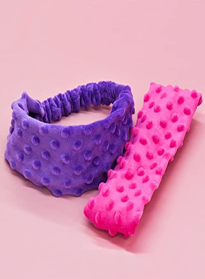 FROG SAC 2 Warm Winter Headband Pack Soft Wide Headbands For Girls Cute Little Girl Hair Accessories Purple And Pink Head Bands For Kids Stretch Elastic Warm Fuzzy Fleece Turban Headwraps - Image 5