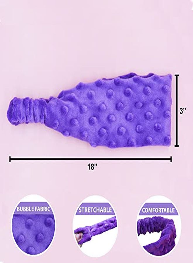 FROG SAC 2 Warm Winter Headband Pack Soft Wide Headbands For Girls Cute Little Girl Hair Accessories Purple And Pink Head Bands For Kids Stretch Elastic Warm Fuzzy Fleece Turban Headwraps - Image 4